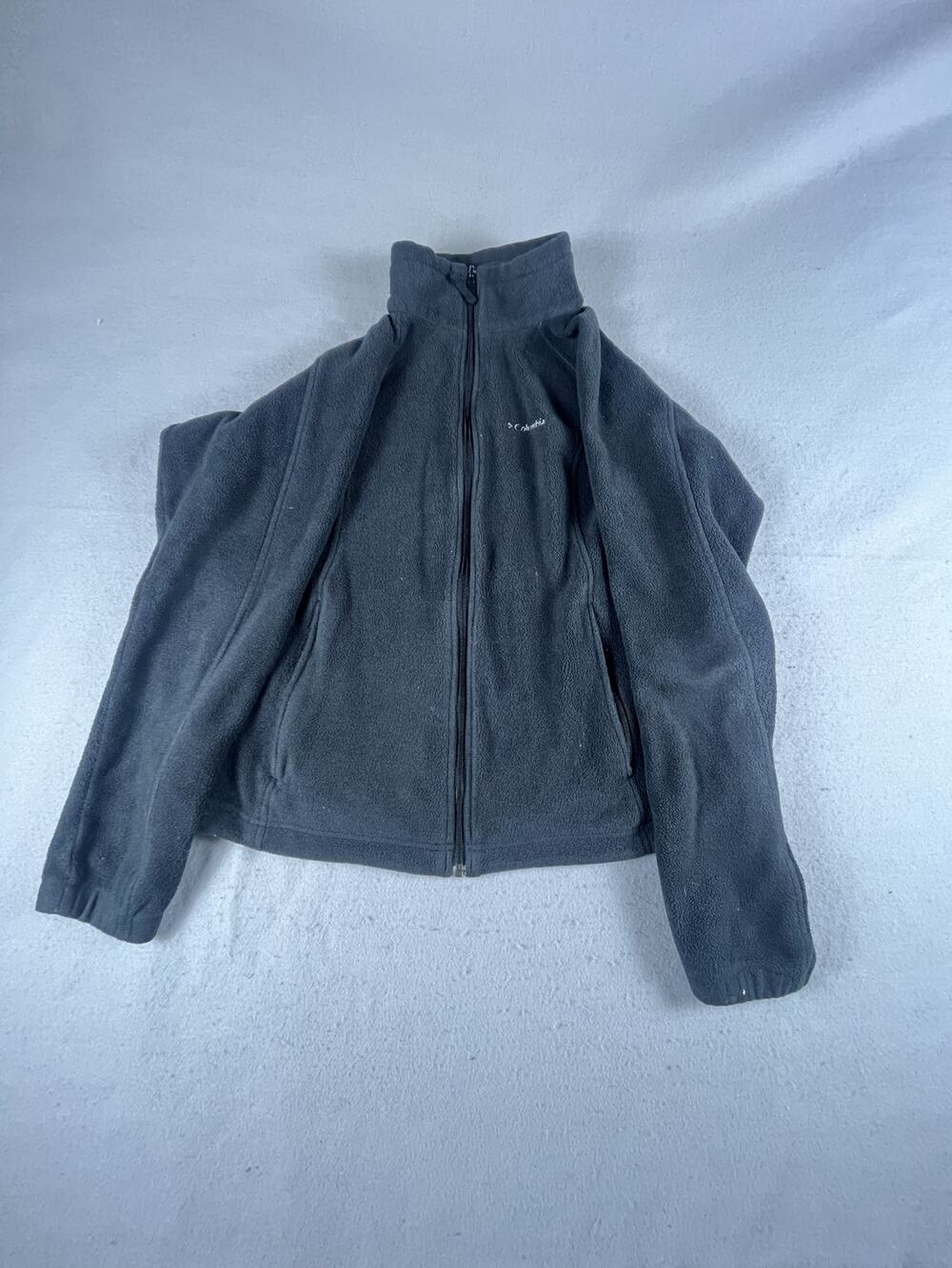 Columbia Fleece Jacket Womens L Charcoal Gray Full Zip Raglan Warm Winter Sports